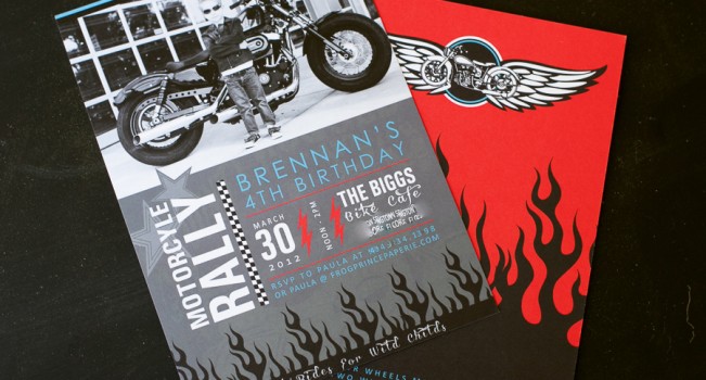 motorcycle birthday party custom invitation