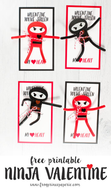 Ninja Non-Candy Classroom Valentines Free Printable - Frog Prince Paperie