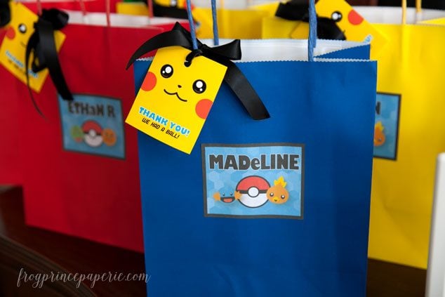 Pokemon party favor bags for a Pokemon birthday party